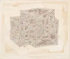 Gerhard Marx, Solid Objects I, reconfigured map of fragments on canvas