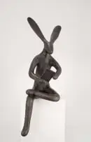 Guy Du Toit, Hare Reading, 2023, bronze