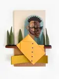 Dada Khanyisa, Nathi At One Of Those Restaurants That Serve Bad Food But Have A Stunning Interior, 2023, mixed media on wood
