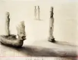 Deborah Bell, Am I Welcome Here, mixed media on paper