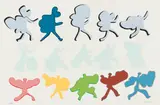 Walking Figures by Walter Battiss, colour screenprint on paper, sold Feb 2024