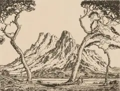 Jacobus Hendrik Pierneef, Okahandja, Suidwes-Afrika, etching on paper