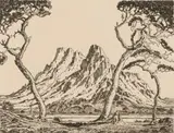 Jacobus Hendrik Pierneef, Okahandja, Suidwes-Afrika, etching on paper