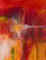 Fred Schimmel, Untitled (Abstract in Red), oil and pastel on paper