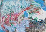 Untitled (Abstract in Blue and Red) by Bill Ainslie, oil on paper, offered Feb 2024