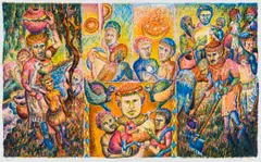 Helen Sebidi, Lebelo Le A Jelwa (The Race is Eaten), colour screenprint on paper