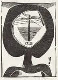 Head by Cecil Skotnes, woodcut on paper, sold Feb 2024
