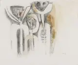 Cecil Skotnes, Three Figures, pencil and ink on paper