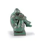 Bill (William John) Davis, Seated Figure, bronze with a green patina, on a bronze base