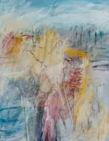 Fred Schimmel, Untitled (Abstract in Blue), oil and pastel on paper