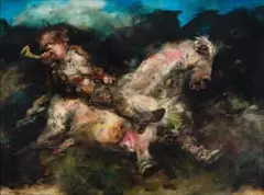 Karin Jaroszynska, Piper on a Horse, oil on canvas