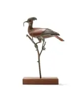 Robin Lewis, Bird, bronze with brown patina, on a wooden base
