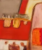 Trevor Coleman, Untitled (Abstract in Red and Orange), oil on canvas