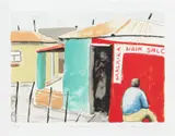 Sam Nhlengethwa, Hair Salon, colour lithograph on paper