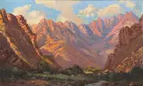 Mountainous Valley by Tinus de Jongh, oil on canvas, sold Feb 2024