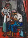 Maurice van Essche, Two Woman in an Interior, oil on board