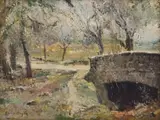 Bridge and Trees by Errol Boyley, oil on board, offered Feb 2024