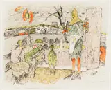 Alois Carigiet, An der Tränke (At the Trough), colour lithograph on paper