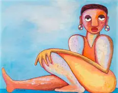 Ezequiel Mabote, Seated Figure, oil on canvas