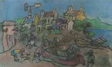 Coastal Cottages with Boats by Gregoire Boonzaier, oil on board, offered Feb 2024