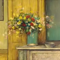 Still Life with Flowers in a Vase by Jan Dingemans, oil on board, sold Feb 2024