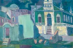 Josef Osser, Mosque, District Six, oil on canvas laid down on board