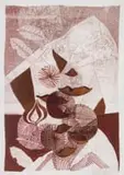 George Boys, Abstract Composition with Falling Leaves, mixed media on paper