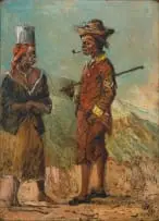 Frederick Timpson I'Ons, Two Figures, oil on artist’s board