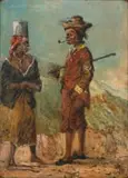 Frederick Timpson I'Ons, Two Figures, oil on artist’s board