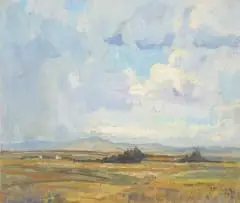 Extensive Landscape by Otto (Olchert) Braak, oil on artist's board, sold Feb 2024