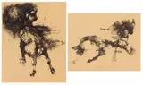 Ezrom Legae, Abstract Animals, two, ink on paper