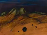 Judith Mason, Surreal Mountain Landscape, oil on board