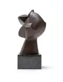 Head by Edoardo Villa, bronze with a brown patina, on a granite base, sold Nov 2023