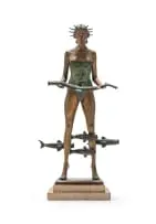Angus Taylor, On Land and Water, bronze and cement, on a marble base