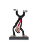 Norman Catherine, Handstand Black Suit, oil on wood, on a wooden base