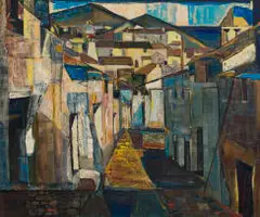 Sidney Goldblatt, Spanish Coastal Town, oil on board