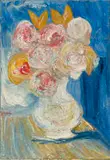 Christo Coetzee, Roses in a White Vase, oil on board