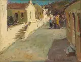 Adriaan Boshoff, Street Scene, oil on canvas laid down on board