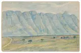 Moses Tladi, Landscape with Cliffs, coloured pencil on card