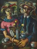 Rural Lovers by Johannes Meintjes, oil on board, offered Nov 2023