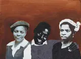 Sam Nhlengethwa, Miriam Makeba and Friends, mixed media with collage on canvas