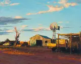 Walter Meyer, Kalahari Farm With Windmill