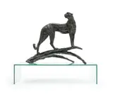 Dylan Lewis, Surveying Cheetah III Maquette (S348), 2013, bronze on a glass base