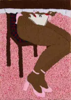 Talia Ramkilawan, Oh, I'm Definitely a Dessert Person, 2021, wool and cloth on hessian