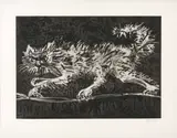 William Kentridge, Another Cat, 2019, coffee-lift aquatint and drypoint etching on Revere 300