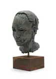 Lionel Smit, Head, bronze with green patina on a metal base