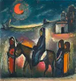 Pranas Domšaitis, Flight to Egypt, oil on board