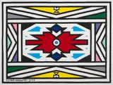 Abstract by Esther Mahlangu, acrylic on canvas, sold Mar 2024