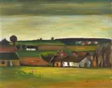 Pranas Domšaitis, Karoo Landscape, oil on board