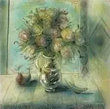 Christo Coetzee, Blomstuk (Flower Piece), enamel on board